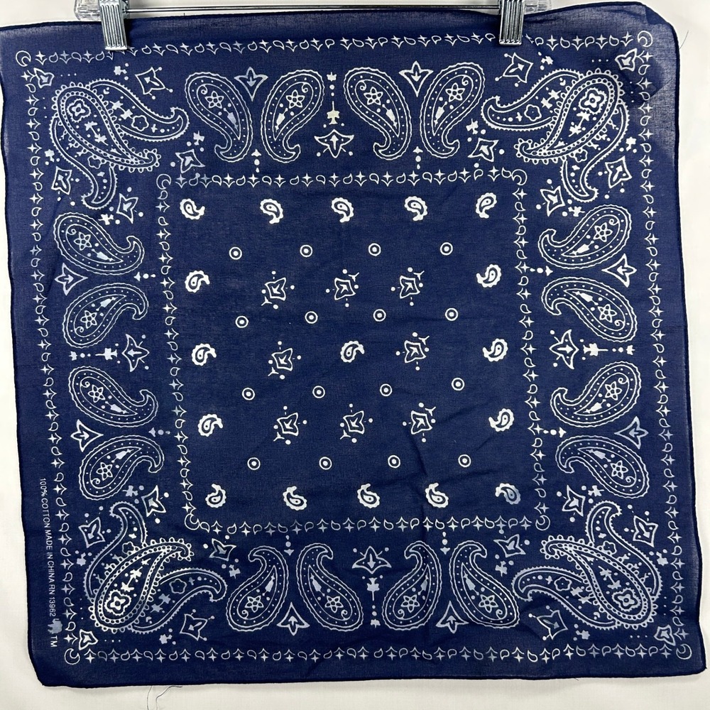 Vintage 2000s Navy Blue Paisley 100% Cotton Bandana